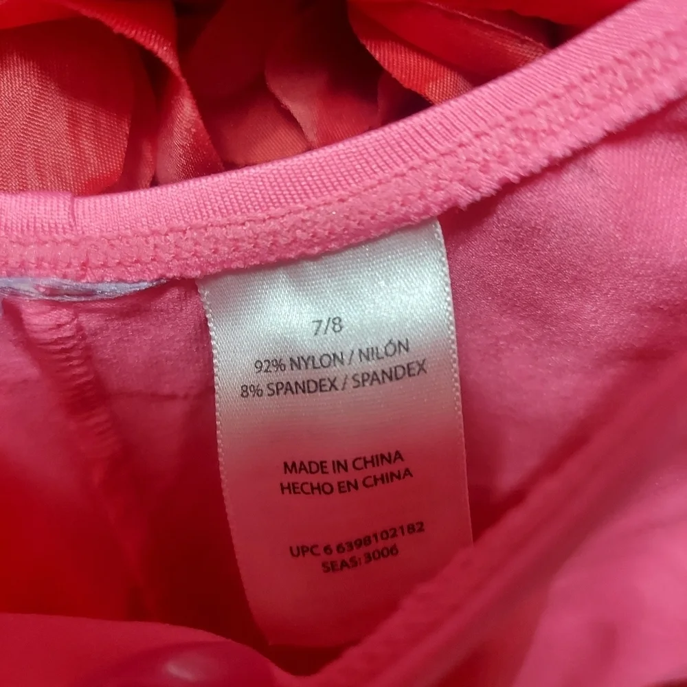 Girls Unitard Size 7/8 Pink with Dance Decal